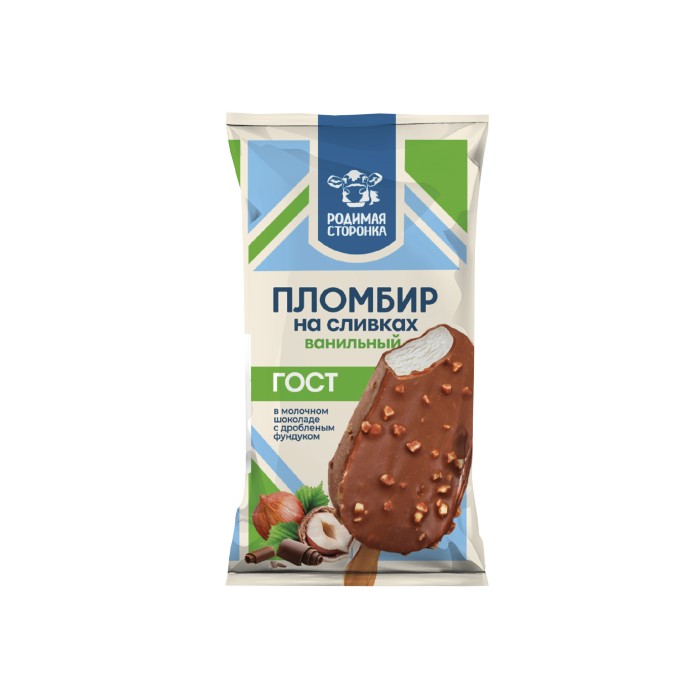 Пломбир ванильный в молочном шоколаде с дробленым фундуком 15% 1