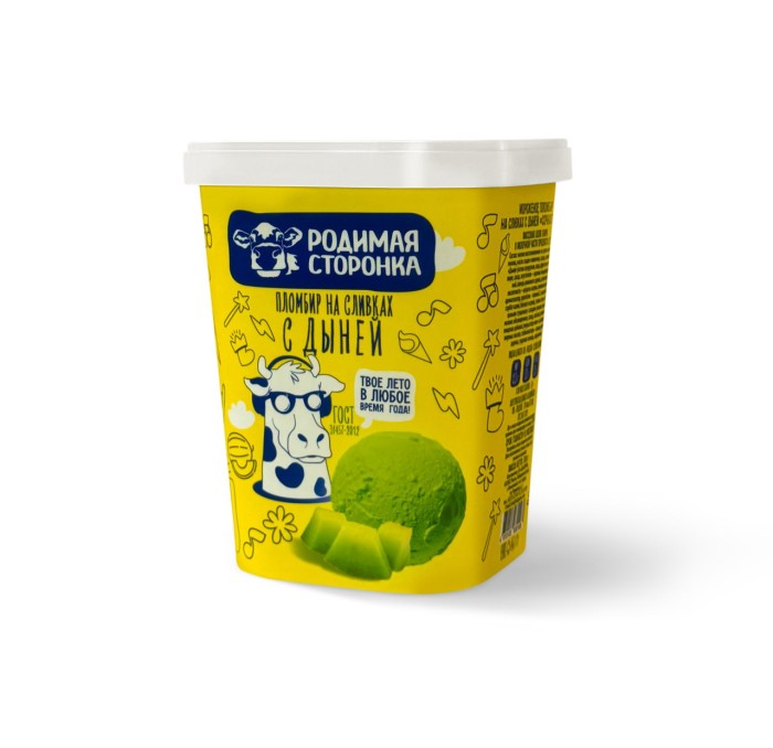 Мороженое пломбир на сливках с дыней «Сочная дыня» 12% 1